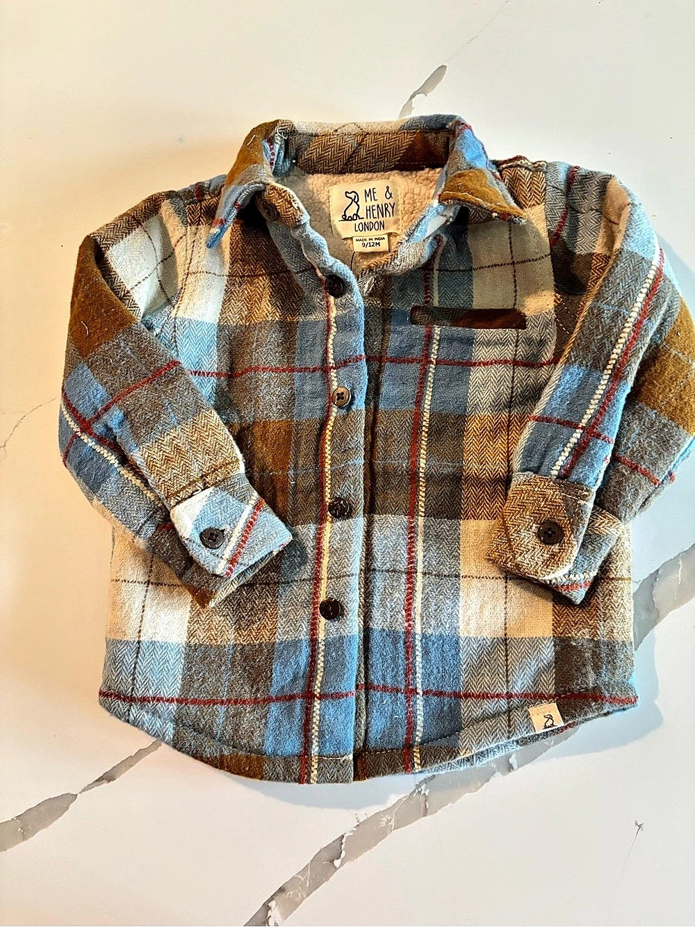 Me & Henry Adventurer Sherpa Lined Shirt Boys 6-9 months